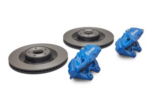 Ford Focus Brake Kit - Front - Ford Racing - 15 in. Brembo Rotors, 4-Piston Brembo Calipers - Gloss Black, RS Blue - `13-`18